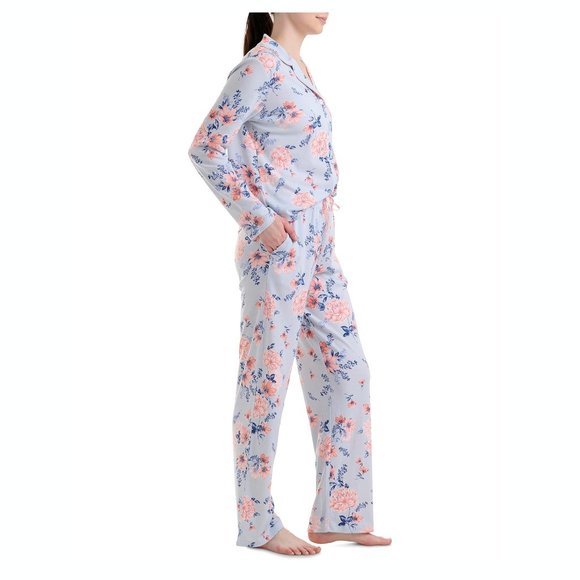 New Karen Neuburger Pajama Long Sleeve Watercolor Floral Print PJ Set - Picture 3 of 4